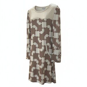 Tan & Cream Geometric Midi Dress